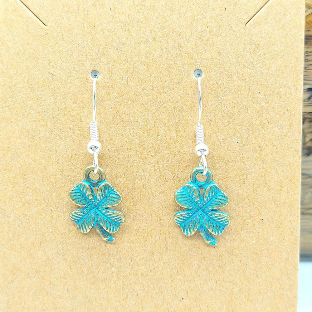 St Patrick's Day Earrings Four Leaf Clover